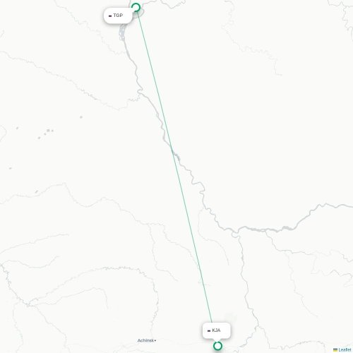 Mapa de vuelo directo Bor - Krasnoyarsk
