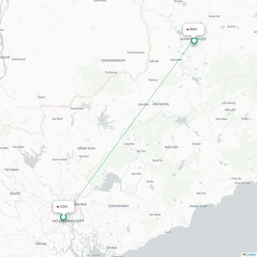 Mapa lotu bezpośredniego Thanh Hóa – Buon Ma Thuot
