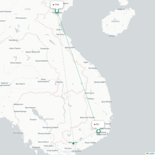 Mapa lotu bezpośredniego Thanh Hóa – Dalat