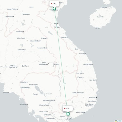 Mapa lotu bezpośredniego Thanh Hóa – Ho Chi Minh