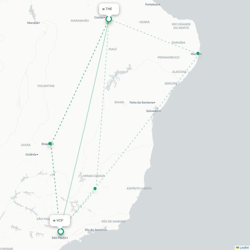 Mapa lotu bezpośredniego Teresina – São Paulo