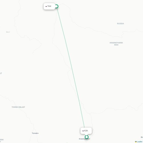 Mapa de vuelo directo Turukhansk - Krasnoyarsk
