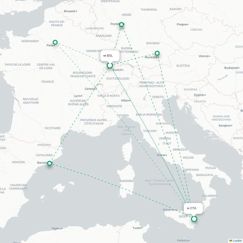 Mapa lotu bezpośredniego Tirana – Katania
