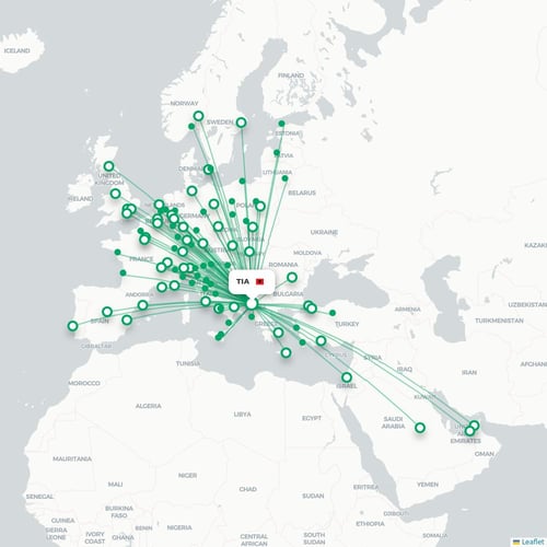 TIA routes and destination map
