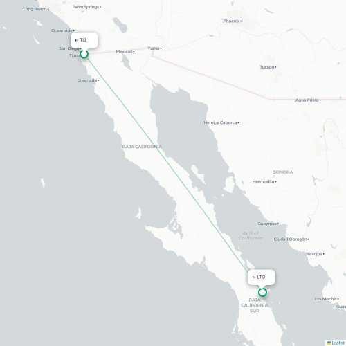 Mapa de vuelo directo Tijuana - Loreto