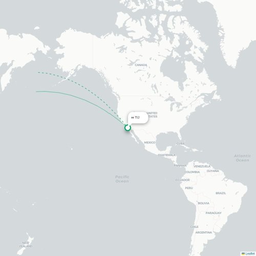 Tijuana - Shenzhen karta över direktflyg