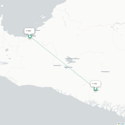 Mapa lotu bezpośredniego Tembagapura – Nabire