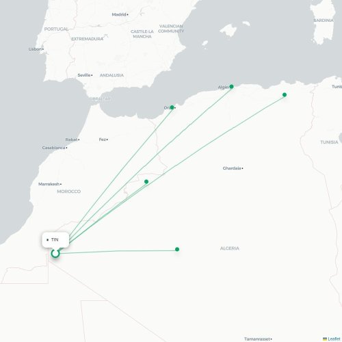 TIN routes and destination map