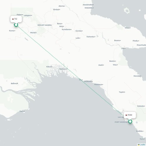 Mapa de vuelo directo Tari - Mount Hagen