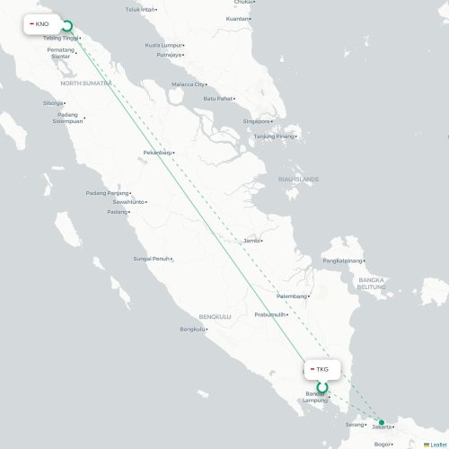 Mapa lotu bezpośredniego Bandar Lampung – Medan