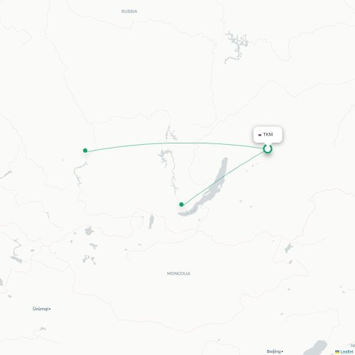 Mapa de vuelo directo Taksimo - Krasnoyarsk