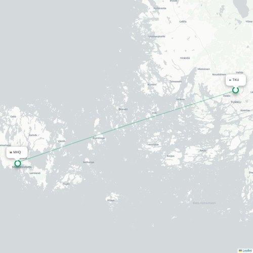 Turku - Mariehamn karta över direktflyg
