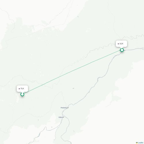 Mapa de vuelo directo Talakan - Lensk