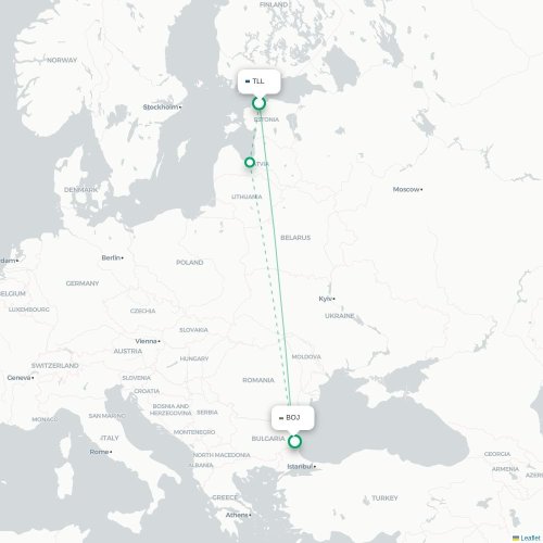 Mapa lotu bezpośredniego Tallin – Burgas