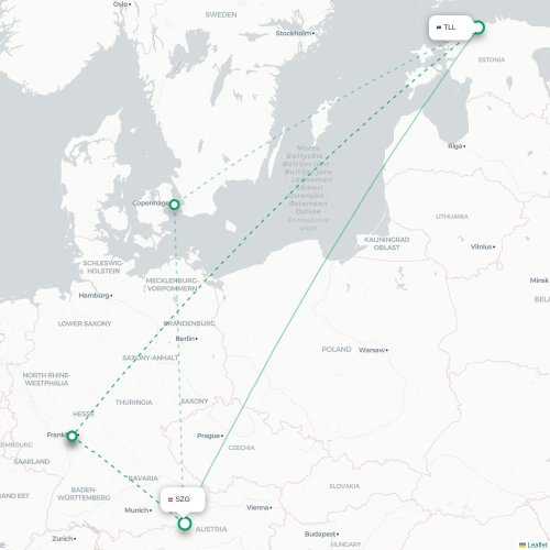 Mapa lotu bezpośredniego Tallin – Salzburg