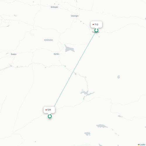 Mapa lotu bezpośredniego Turpan – Qiemo