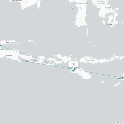 Mapa lotu bezpośredniego Tambolaka – Surabaja