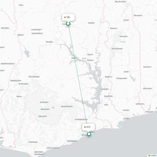 Tamale - Accra karta över direktflyg