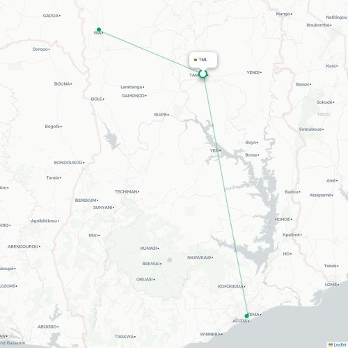 Tamale - Wa karta över direktflyg