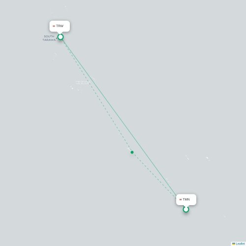 Tamana Island - Zuid-Tarawa kaart van rechtstreekse vlucht