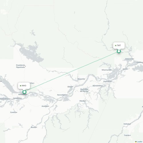 Mapa de vuelo directo Trombetas - Manaos
