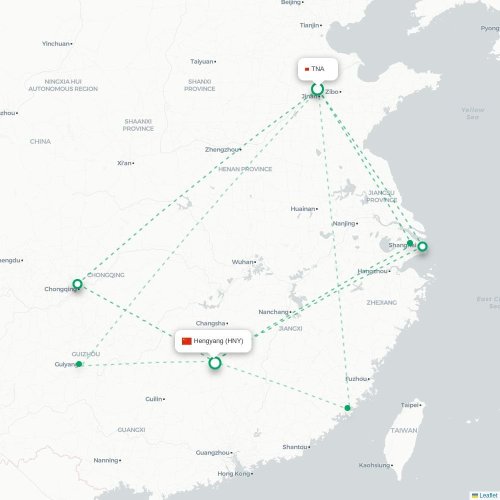 Mapa lotu bezpośredniego Jinan – Hengyang