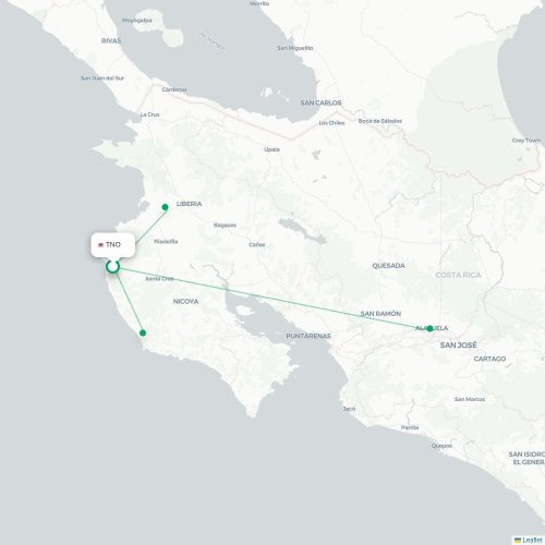 TNO routes and destination map