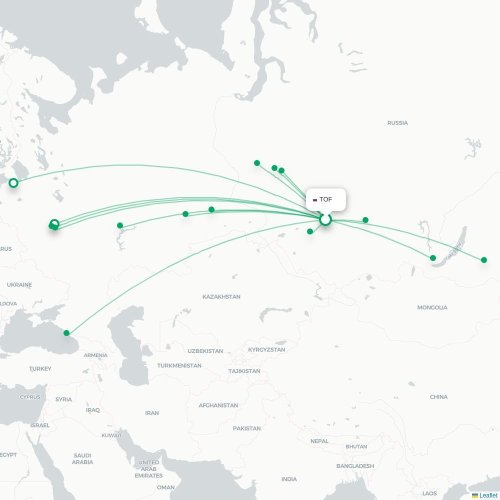 Mapa de vuelo directo Tomsk - Chitá