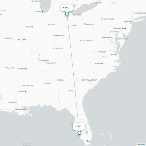 Mapa lotu bezpośredniego Toledo – Punta Gorda