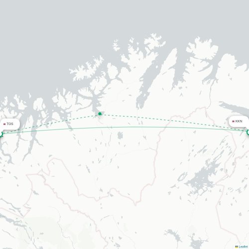 Mapa de vuelo directo Tromso - Kirkenes