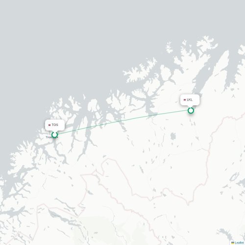 Mapa de vuelo directo Tromso - Lakselv