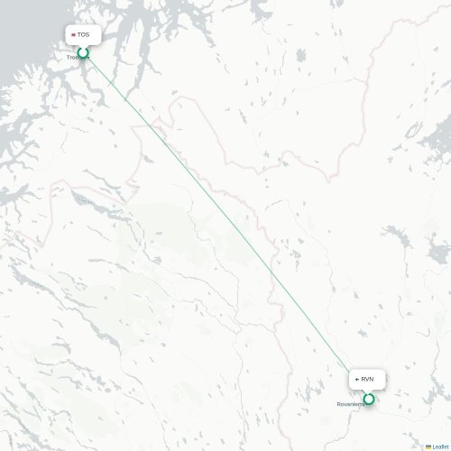 Mapa de vuelo directo Tromso - Rovaniemi