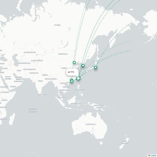 Mapa lotu bezpośredniego Tajpej – Nowy Jork