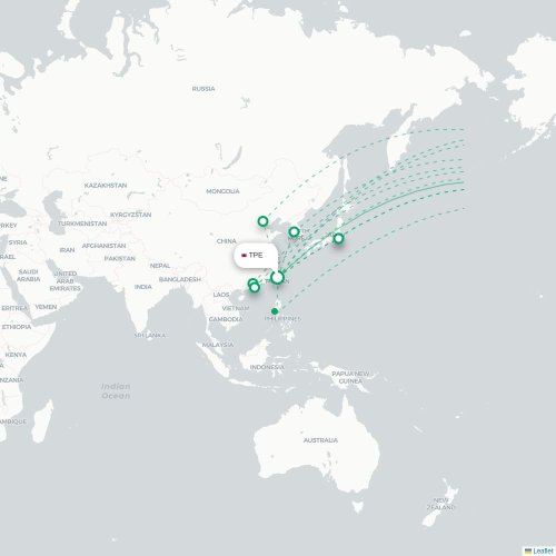 Mapa lotu bezpośredniego Tajpej – Los Angeles
