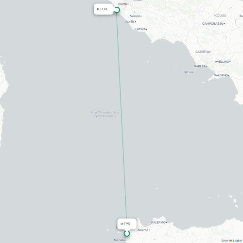Trapani - Rom karta över direktflyg
