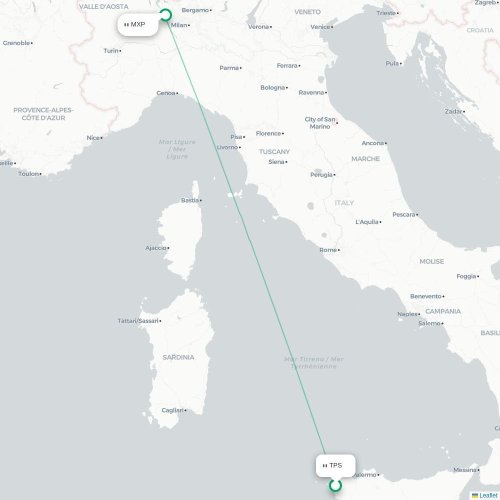 Trapani - Milano karta över direktflyg