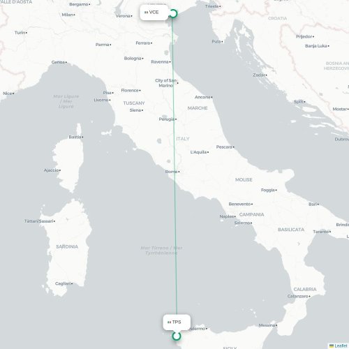 Trapani - Venedig karta över direktflyg