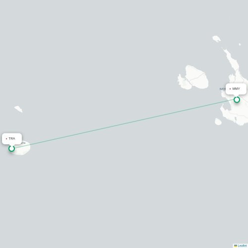 Mapa de vuelo directo Taramajima - Isla de Miyakojima