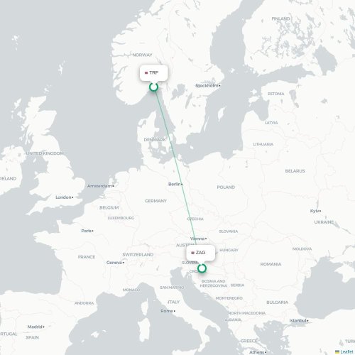 Oslo - Zagreb carte du vol direct
