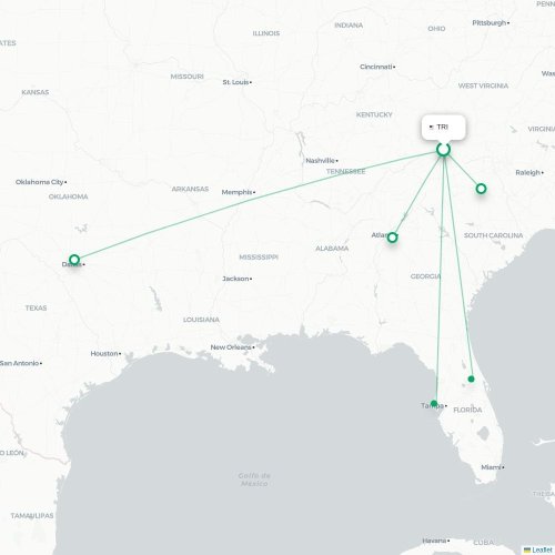 Route map Bristol  TRI airport