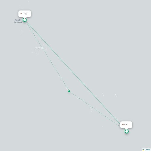 Zuid-Tarawa - Arorae Island kaart van rechtstreekse vlucht