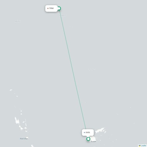 Zuid-Tarawa - Nadi kaart van rechtstreekse vlucht