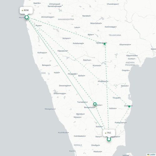 Mapa lotu bezpośredniego Tiruchirapalli – Mumbaj