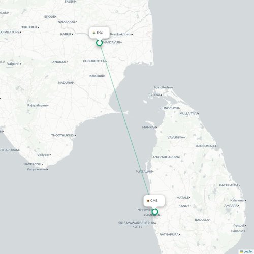 Mapa lotu bezpośredniego Tiruchirapalli – Kolombo