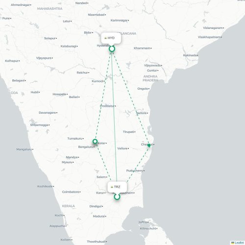 Mapa lotu bezpośredniego Tiruchirapalli – Hyderabad