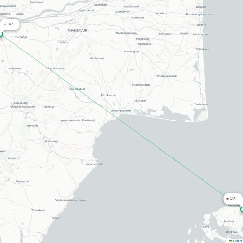 Mapa lotu bezpośredniego Tiruchirapalli – Dżafna