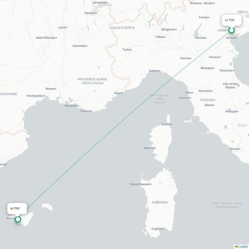Venise - Palma de Majorque carte du vol direct