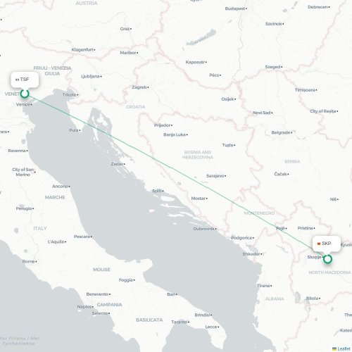Treviso - Skopje karta över direktflyg