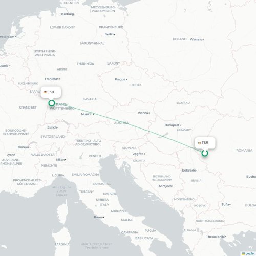 Timisoara - Karlsruhe carte du vol direct