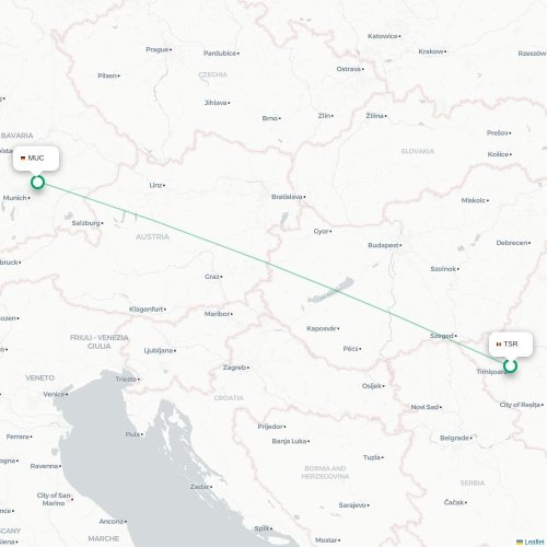 Timisoara - Munich carte du vol direct